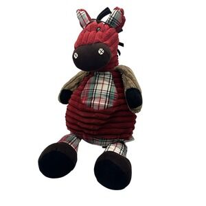 Jellycat I Am Corduroy Horse 14" Red Plaid Plush Cordy Roy Ribbed Stuffed